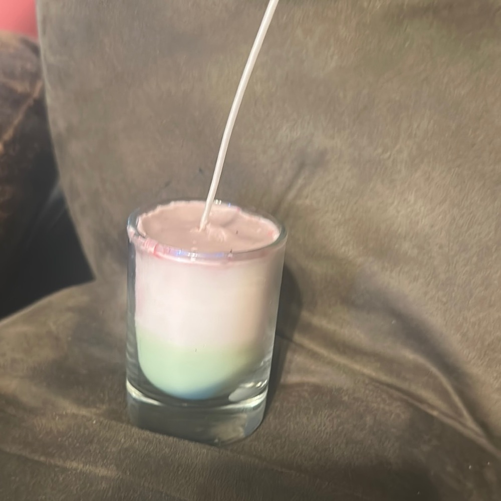 Pink and Green Layered Candle